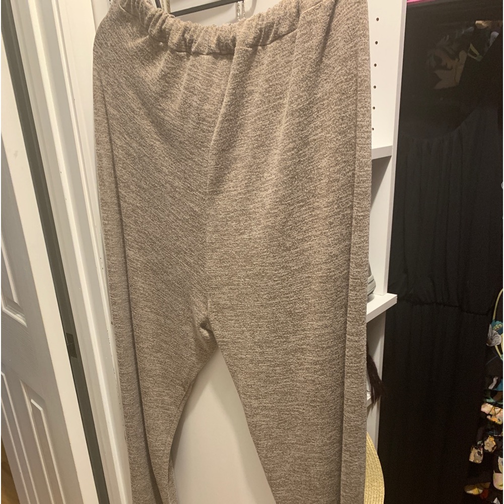 Blue and tan soft stretch pants size 22. Great condition.  Both ours included.